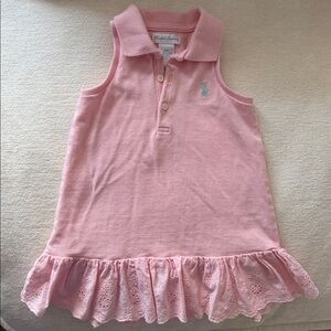 Ralph Lauren Light Pink Sleeveless Polo Dress with Eyelet Ruffle